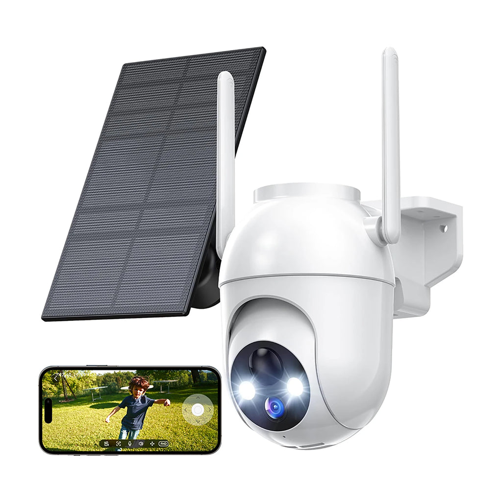 2K Outdoor CloudEdge Camera Solar Battery 360 Degree WiFi Dome Camera Wireless with Color Night Vision and Alex