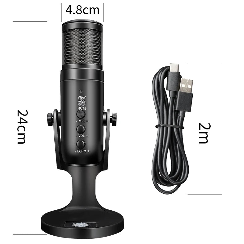 Demao MU900 Professional USB Condenser GAMING MICROPHONE with RGB Microphone Stand for Game Podcast Studio Recording