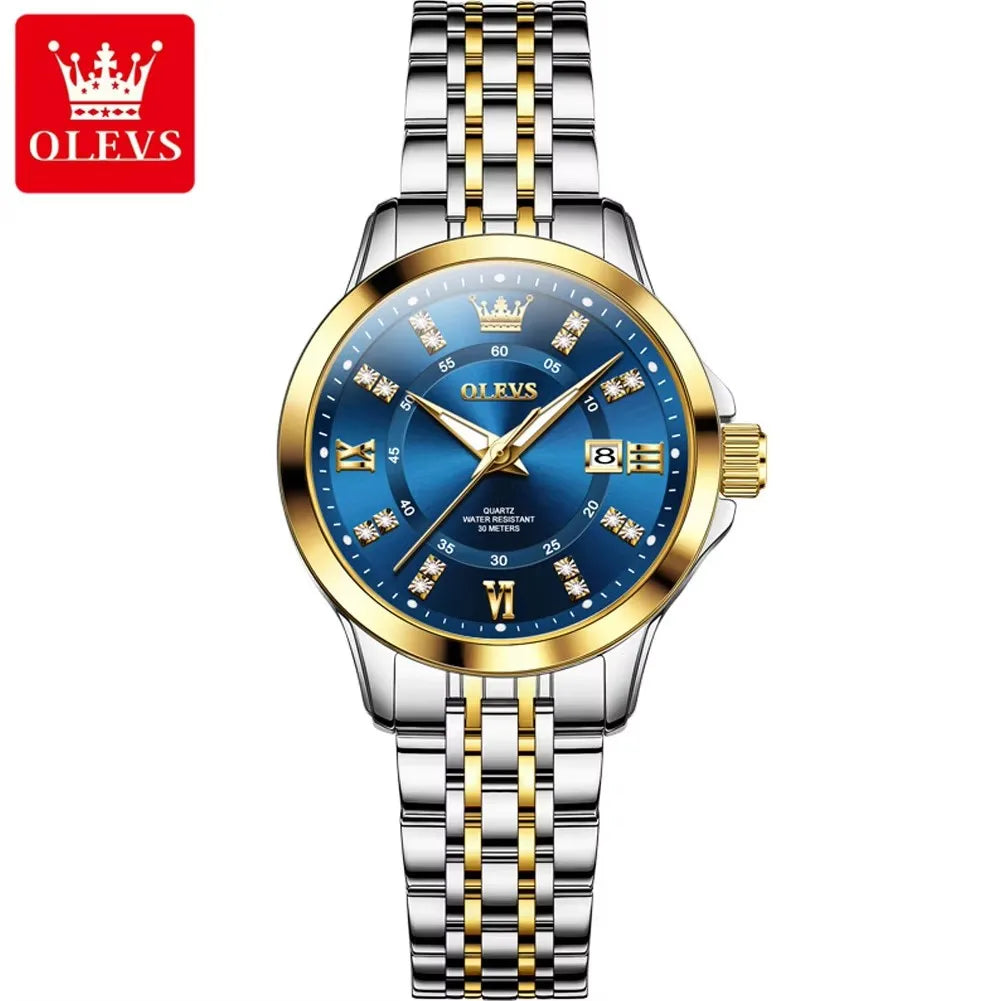 OLEVS 3620 Women's Watches Elegant Fashion Quartz Ladies Leisure Diamond Dial Life 3Bar Waterproof Luminous Hands  Wristwatch