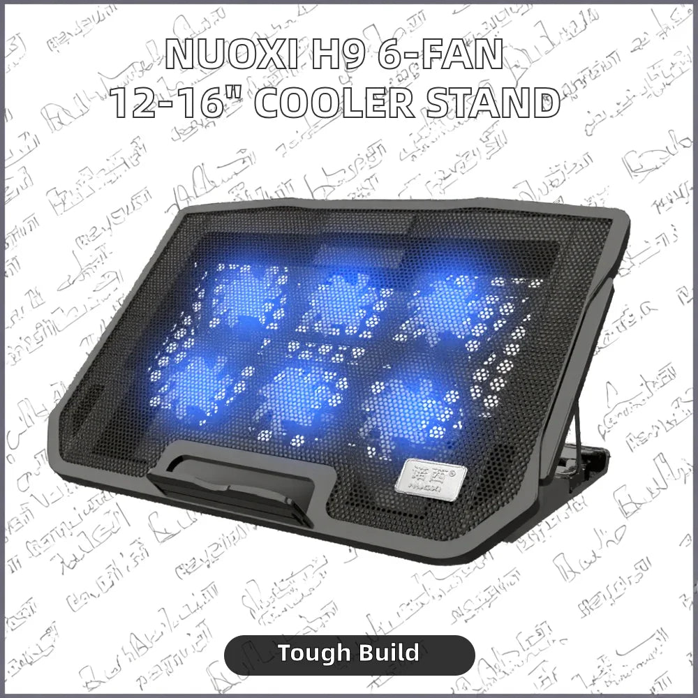 NUOXI H9 6-Blade Laptop Cooler Notebook Stand with Cooling Fan Pad for 12-16 Inch Devices in Stock