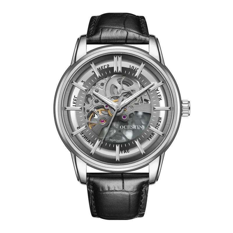OCHSTIN 7010A GA7010A Hollow Out Wristwatch Waterproof Fashion Men's Watches Mechanical Automatic Genuine Leather Business Clock