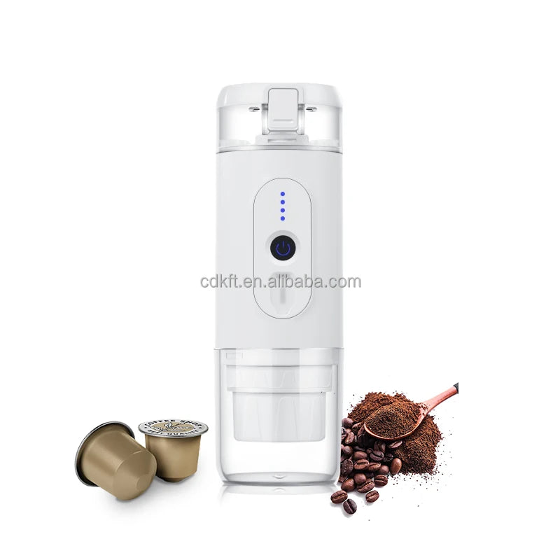 Small Home Fully Automatic Coffee Maker Portable USB/Battery Powered Capsule Compatible 15-18bar Pressure Lightweight Black