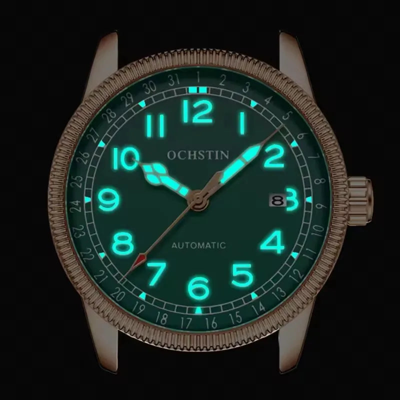 OCHSTIN 7006 GA7006 Automatic Business Luminous Hands Dial Mechanical Men's Watches Nylon Band Genuine Leather Clock Relogio