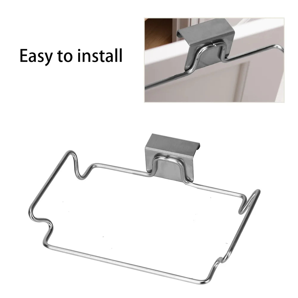 Kitchen Trash Rack Closet Stand Stainless Steel kitchen Accessories Cabinet Door Garbage Storage Holder Garbage Bags Holder