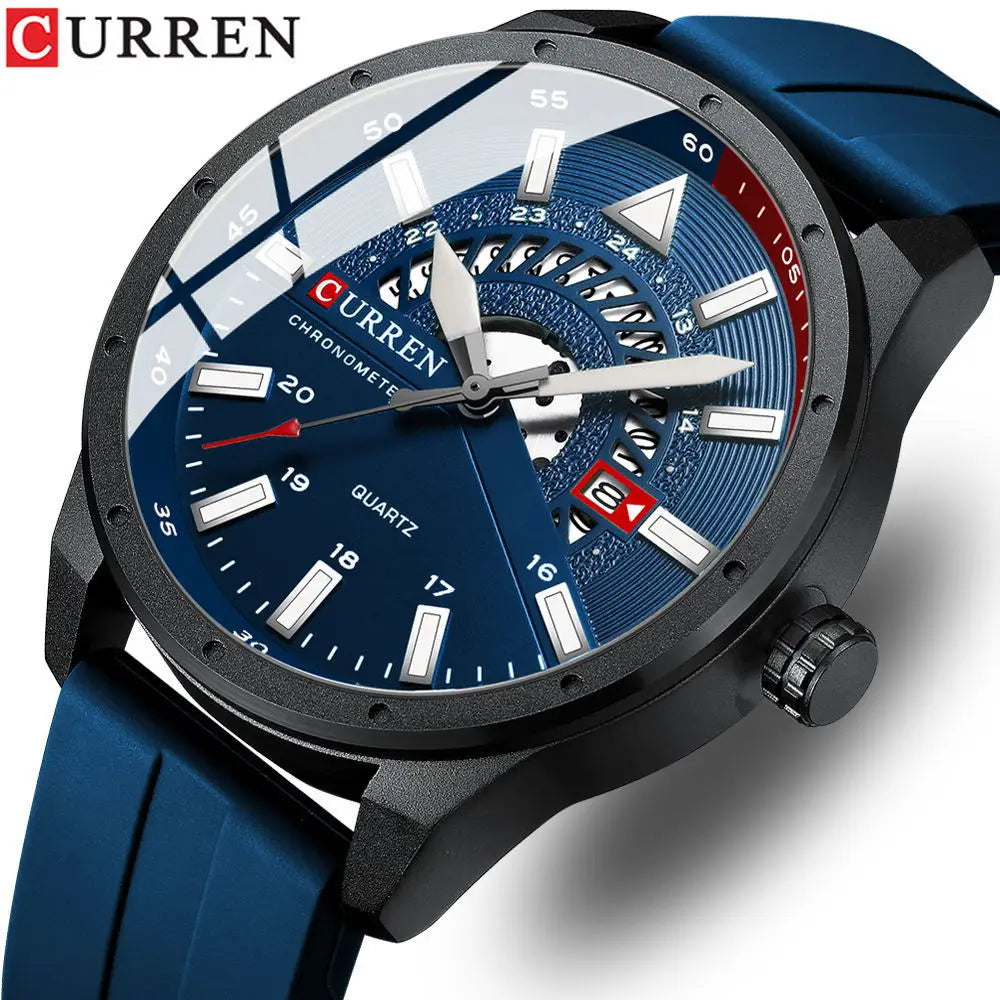 CURREN 8421 Men's Watches Minimalist Waterproof Sport Watch Men Silicone Creative Dial Wristwatch Custom Logo Watch Reloj