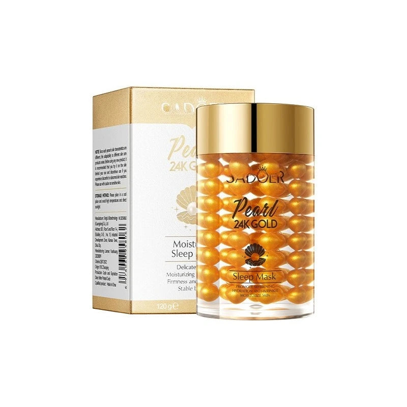 SADOER 24K Gold Pearl Collagen Whitening Moisturizing Sleeping Mask Honey Fragrance Anti-Wrinkle Pore Shrinking Mud Mask Face
