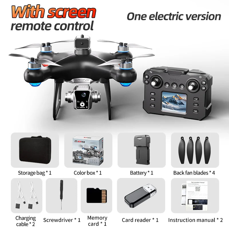 KY102 MAX Drone 4k Camera WIFI Optical Flow Positioning Obstacle Avoidance Brushless Motor Helicopter Drone with Screen Remote