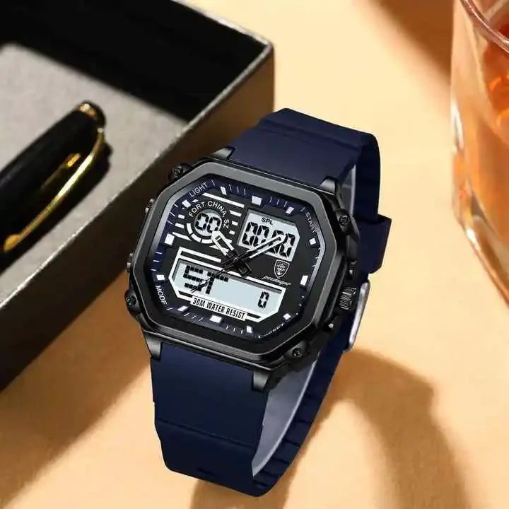 POEDAGAR 993 Sports LED Men Watch Waterproof Luminous Square Man Wristwatch Silicone Strap Electronic Quartz Men's Watches