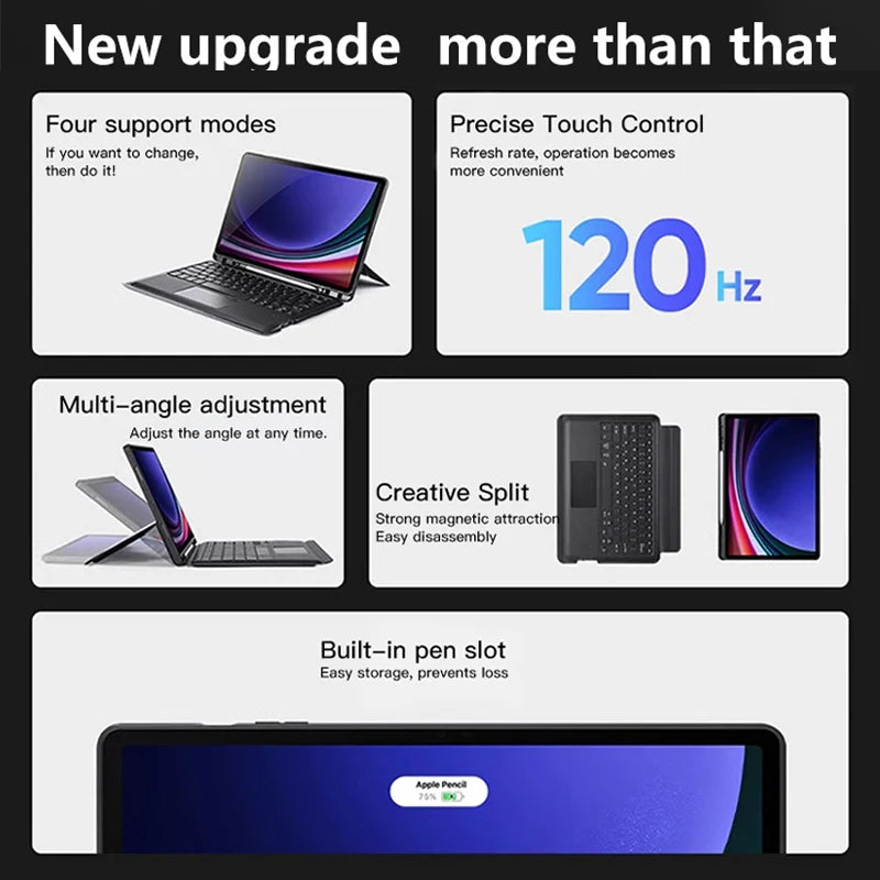 ZHISIHUI New Wireless 360-Degree Rotating Full Size Keyboard Case for for Tab S9+/S10+/S9 FE+ 12.4-Inch Tablet