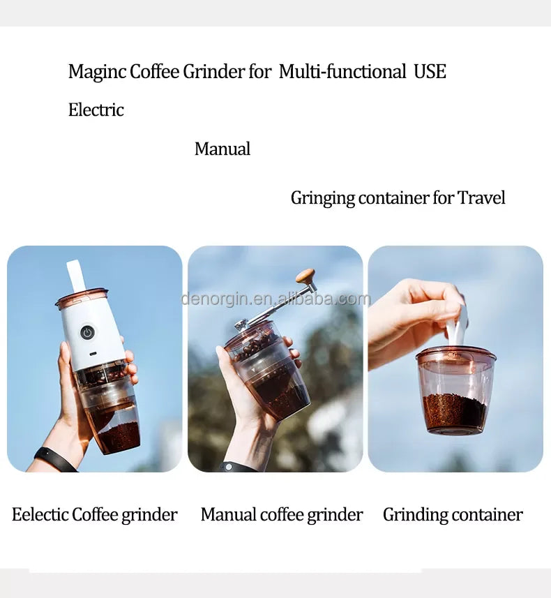 Electric Manual 2 in 1 Coffee Grinder Portable Camping Kitchen Outdoor Automatic Coffee Grinder Machine