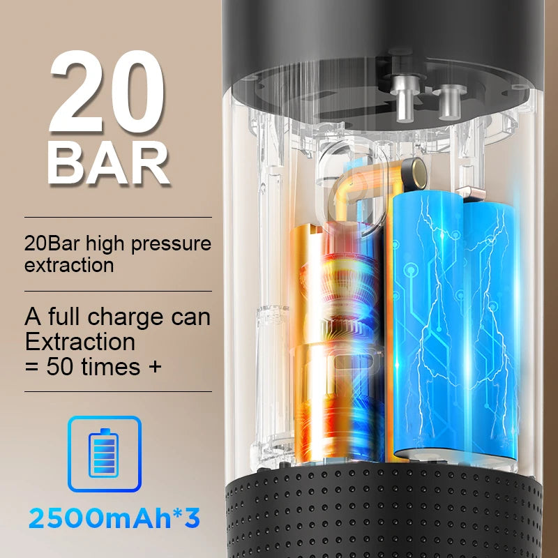 Hot Cold Automatic Coffee Maker with Brew System Portable for Car Use Spanish Language Support Ground Coffee Capsule Compatible