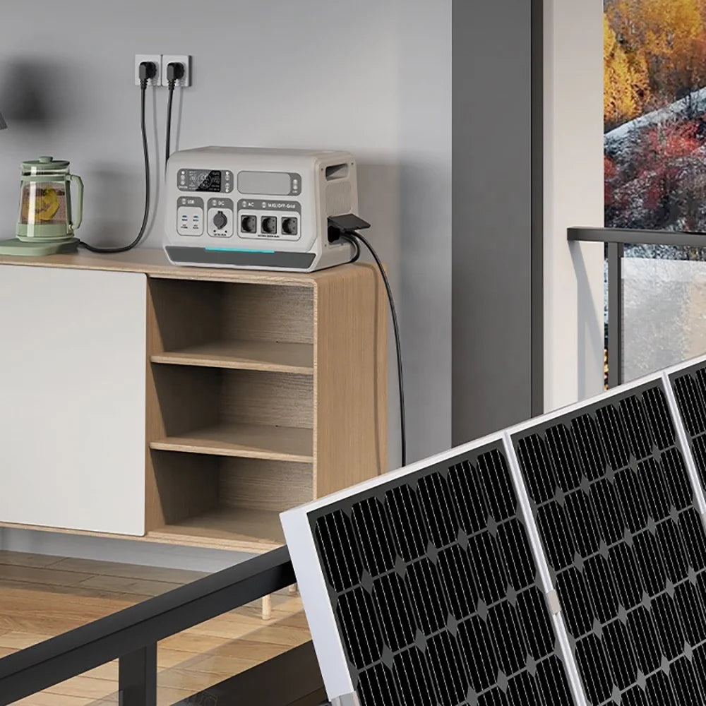 EU Stock Home Emergency Power Expansion Package Solar Generator Outdoor Solar Power Bank LiFePO4 2200W Portable Power Station