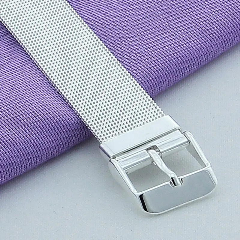 New Simple Fashion 925 Silver Bracelet 10/12/14MM Wrist Strap Bracelet for Women Men Jewelry Gift