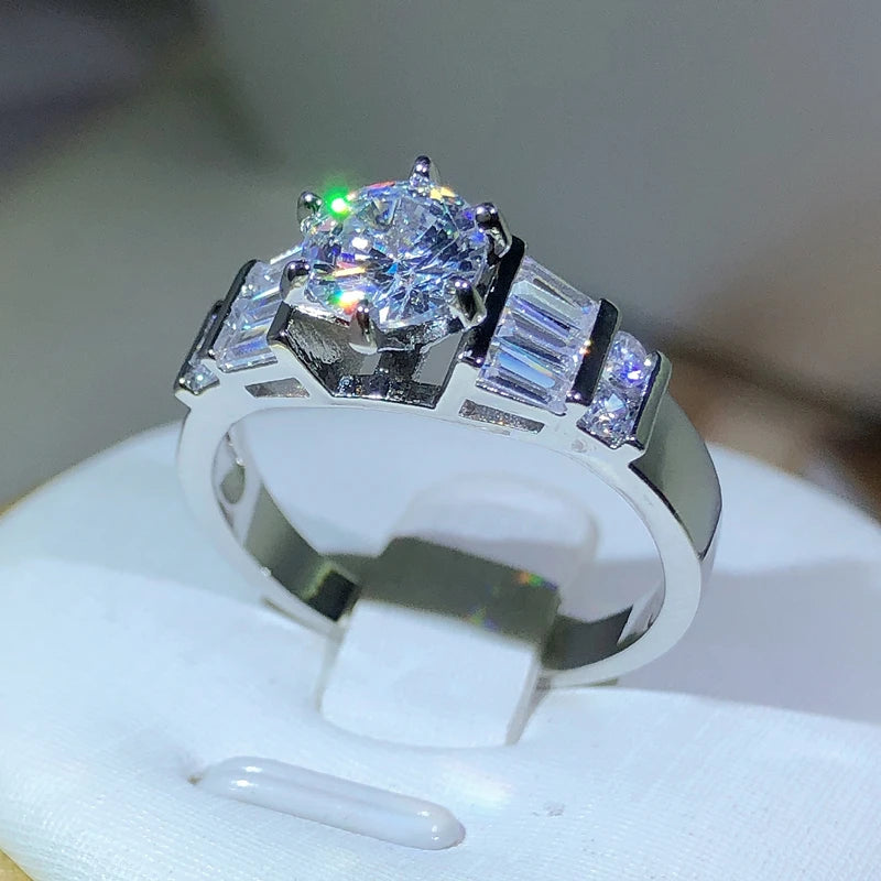 925 Sterling Silver Fashion White Zircon Stone Silver Color Wedding Engagement Rings For Women Fashion Jewelry