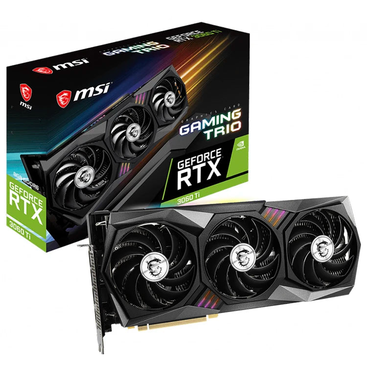 Used MSI GeForce RTX 3060 Ti GAMING TRIO 8G Graphics Card with 8GB GDDR6 Memory Support AMD Ryzen 7 5800X3D