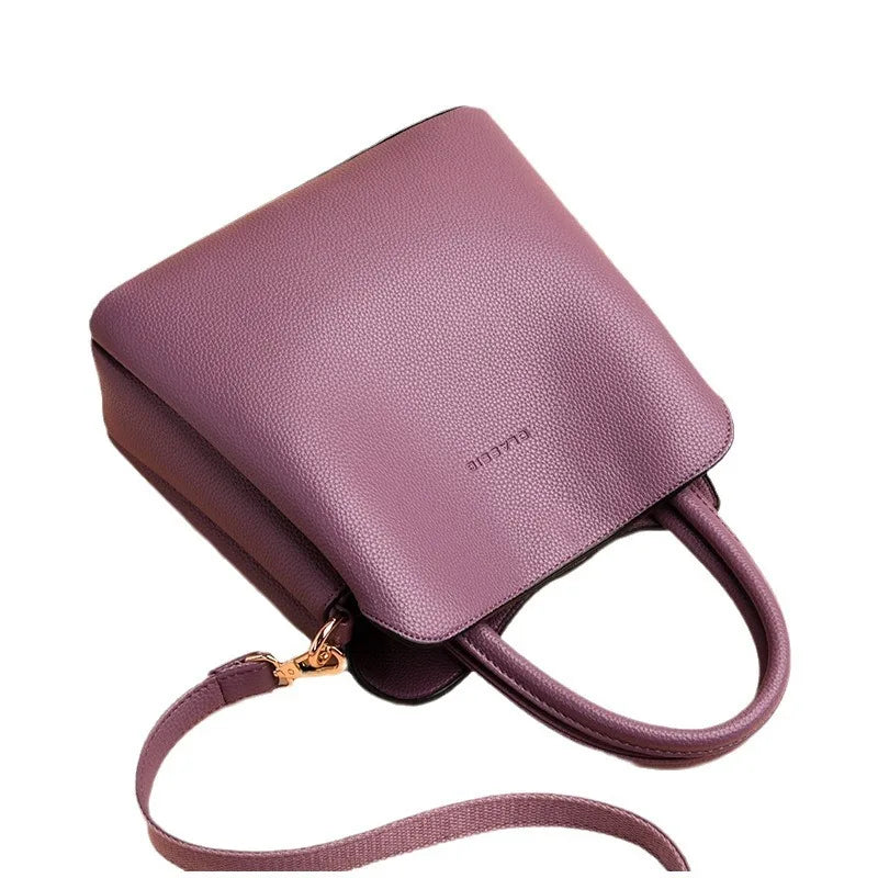 Women's Stylish Casual Tote Bag PU Leather Zipper Closure Three-layer Pockets Crossbody Shoulder Strap 2024