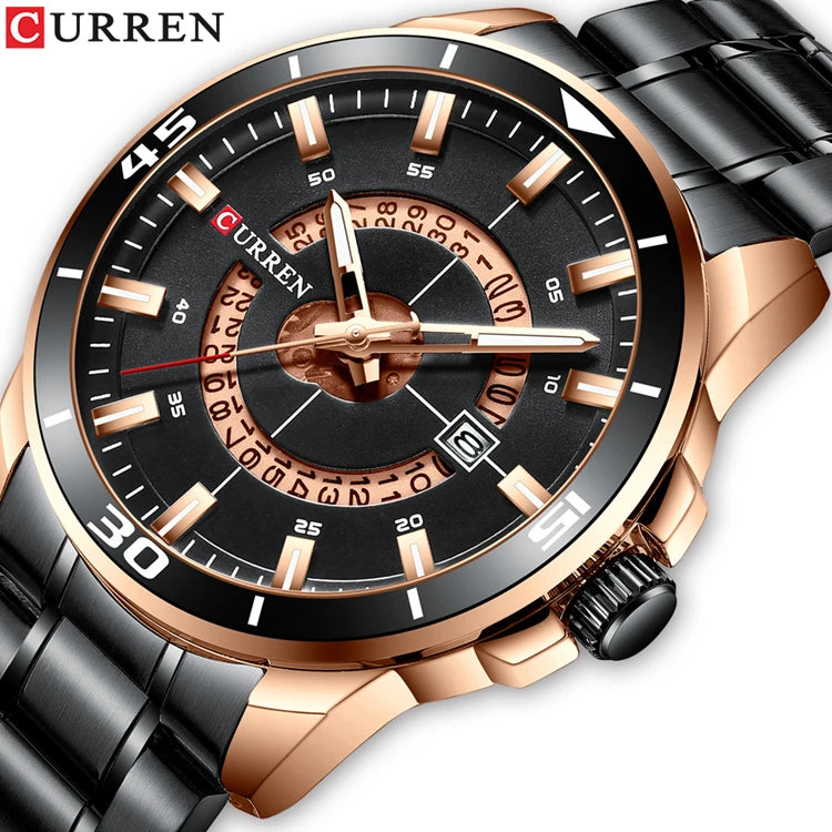 CURREN 8359 Gold Men's Watches Luxury Fashion Casual Business Stainless Steel Waterproof Date Top Brand Quartz Watch for Men