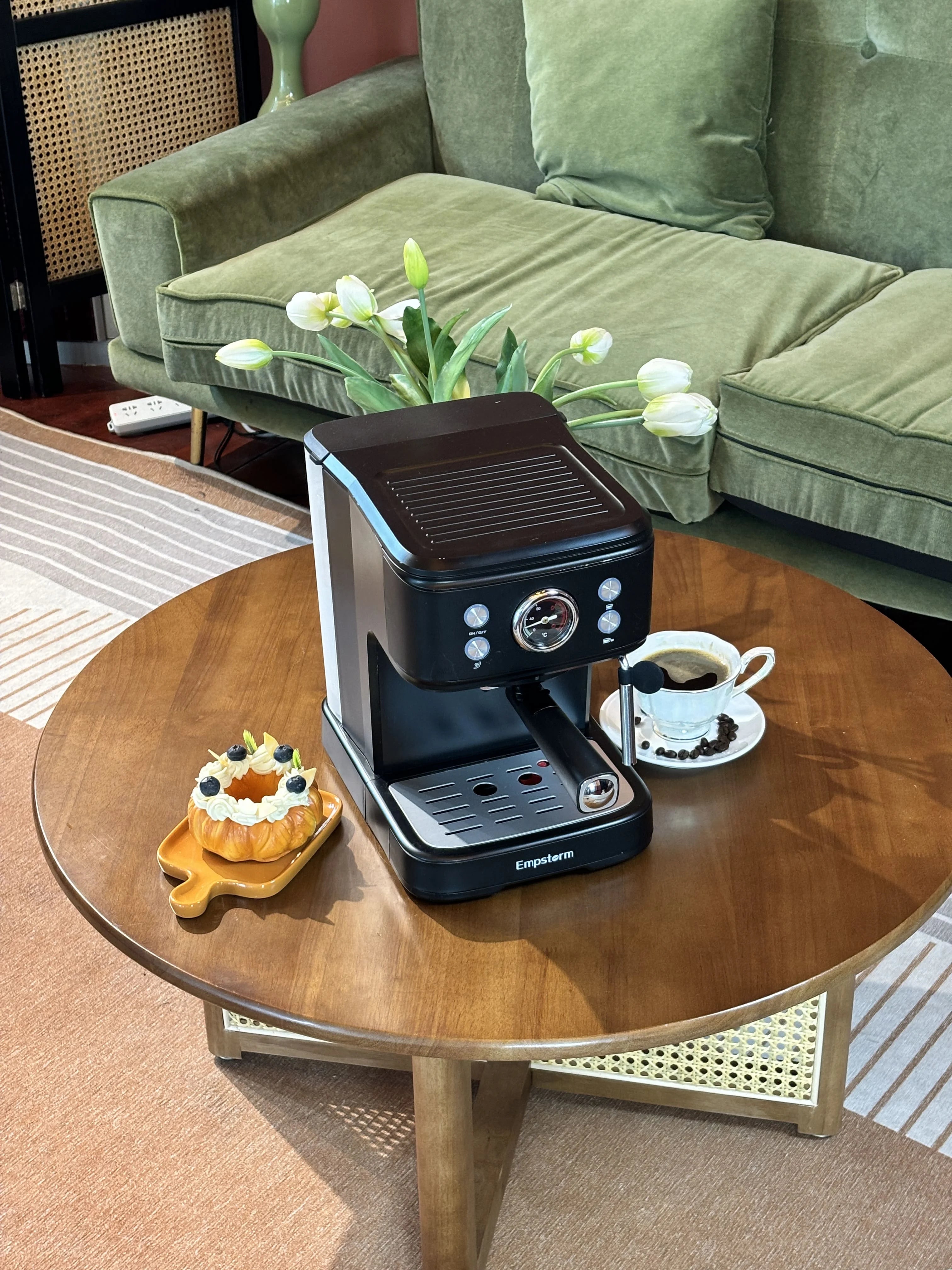 US Stock Barista 20bar Espresso Machine 3-in-1 Function Semi-Automatic Coffee Brewer Black Barista Machine for Families 04E