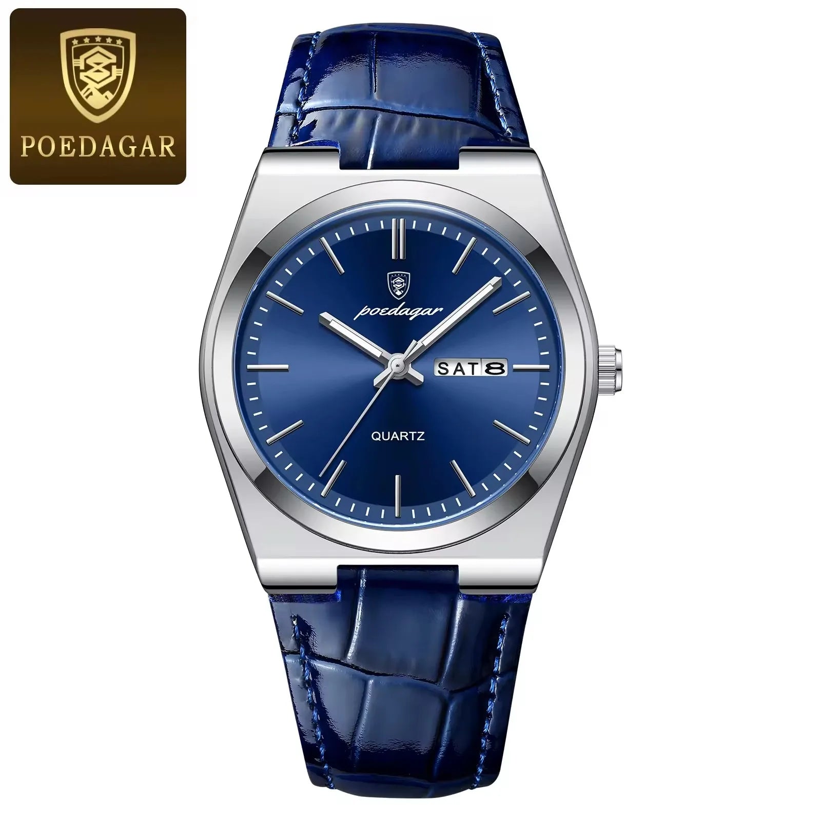 Poedagar 930 Fashion Casual Men's Watches Leather Strap Luxury Waterproof New Business Quartz Wrist Watch for Men Montre Relojes