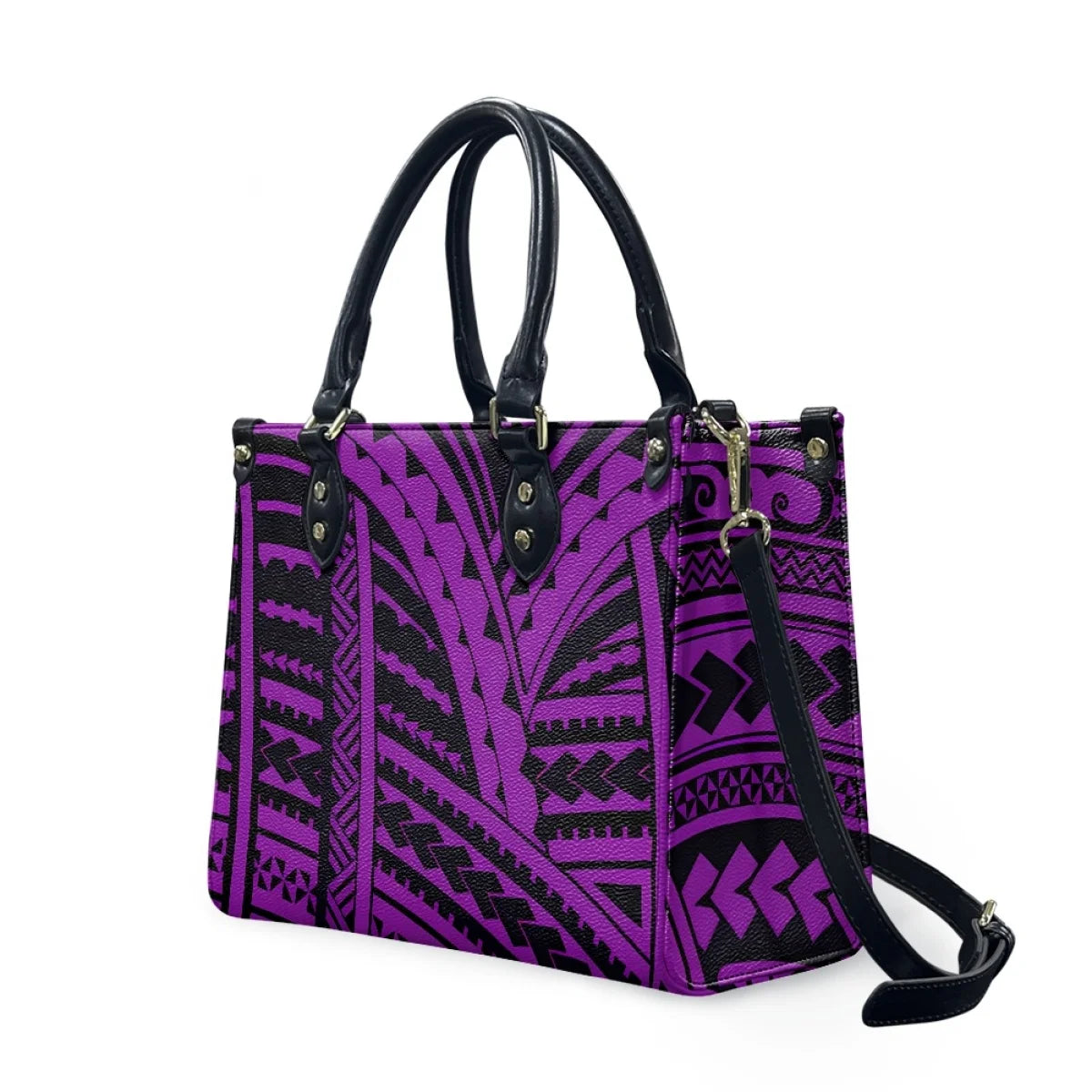 Black and White Tribal Polynesian Printed Bags Women Handbags Ladies Luxury Women Shoulder Bags High Quality Pu Leather Handbag