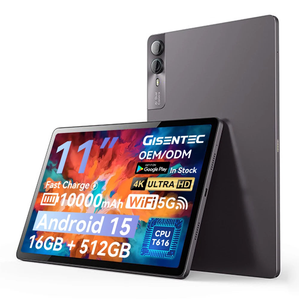 Brand High Quality Android 15 11" 16GB +512GB Dual Sim Card 2in1 Laptop 4G 5G Tablet PC Computer Tablette Tableta with Keyboard
