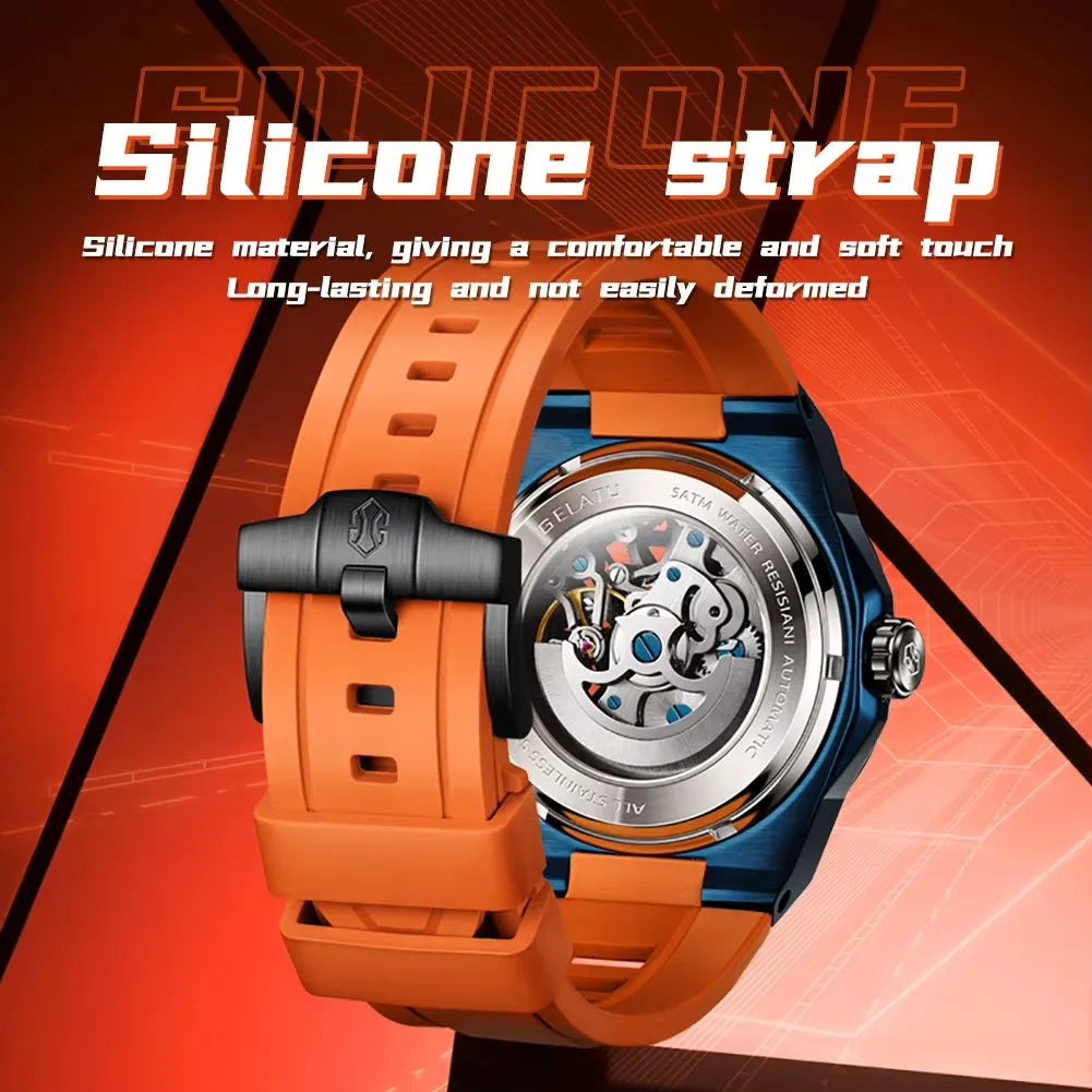 GELATU 6006 Top Luxury Men's Watches Waterproof Fully Automatic Cechanical Watch for Man Skeleton Sapphire Classics Wristwatch