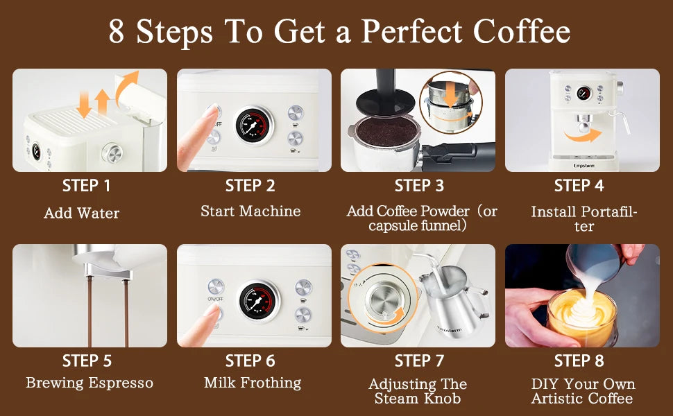 Empstorm EU Local Delivery Small Kitchen Appliances 220V 20bar Semi-Automatic Coffee Maker Manual Espresso Machine