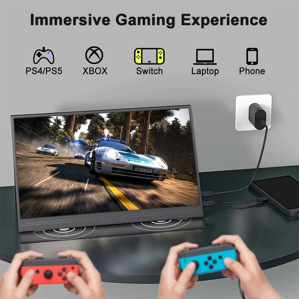 15.6 Inch 1080P FHD USB-C HDR Ultra-Slim IPS Portable Laptop Monitor with External Display Speakers Gaming Monitor Display