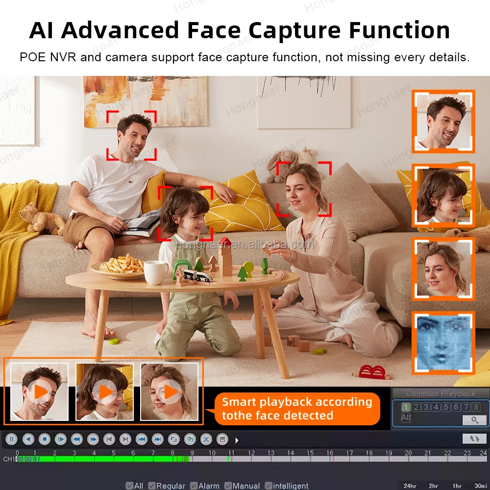 Hongnaer 4MP Face Capture Indoor POE Video Surveil Wireless Network Dome CCTV IP Camera Home Monitor Security POE IP Camera