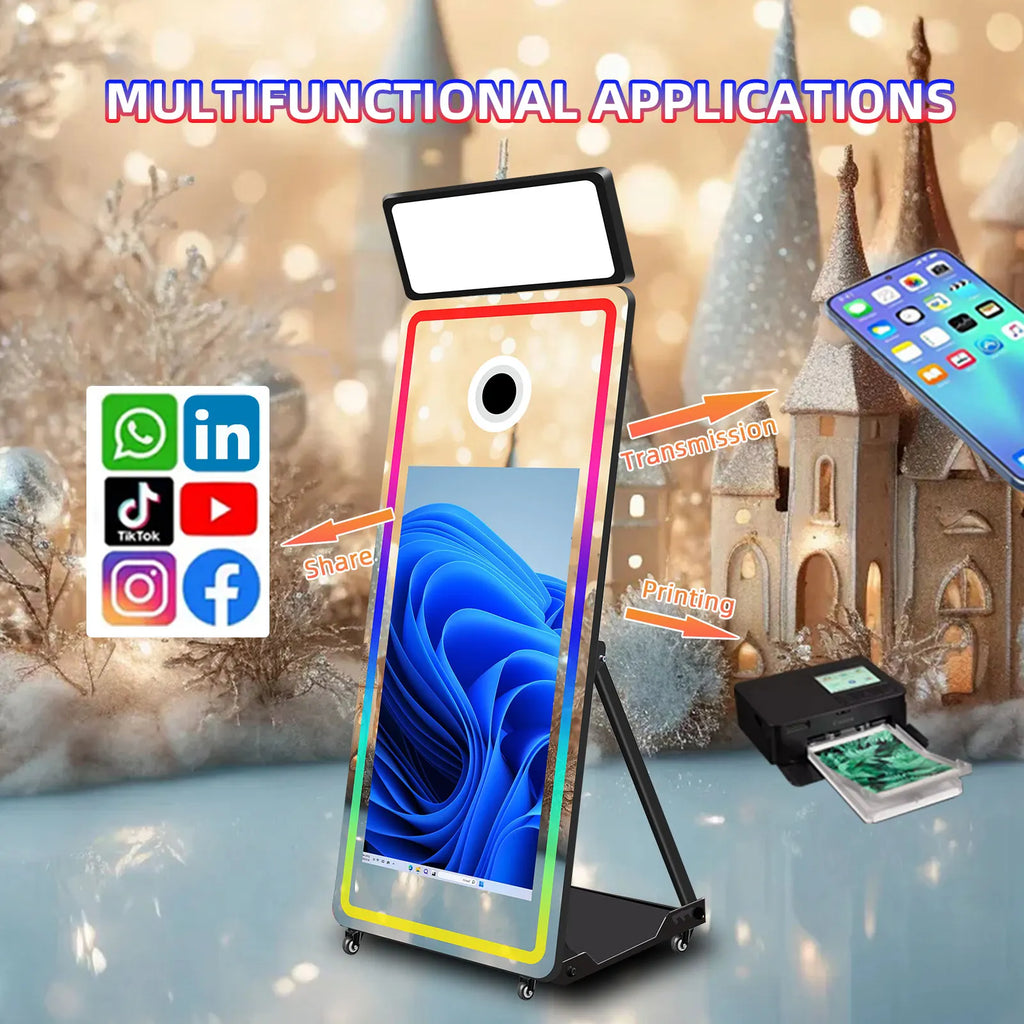 Selfie Mirror Photo Booth With 32 43 Inches Touch Screen Photo Booth Digital Magic Mirror PhotoBooth Machine Camera and Printer