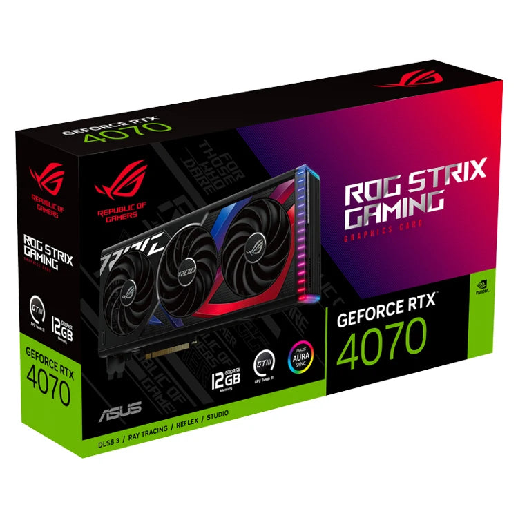 Used ASUS ROG Strix GAMING GeForce RTX 4070 12GB GDDR6X Graphics Card With 12GB GDDR6X 192 Bit Memory 21Gbps Memory Speed