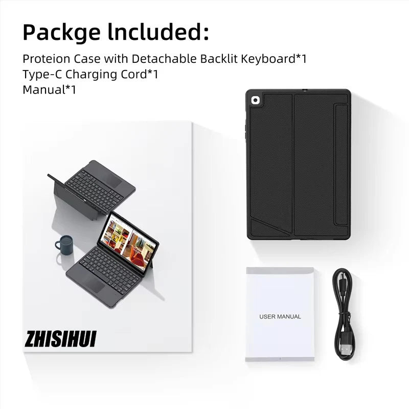 ZHISIHUI New Wireless 360-Degree Rotating Full Size Keyboard Case for for Tab S9+/S10+/S9 FE+ 12.4-Inch Tablet