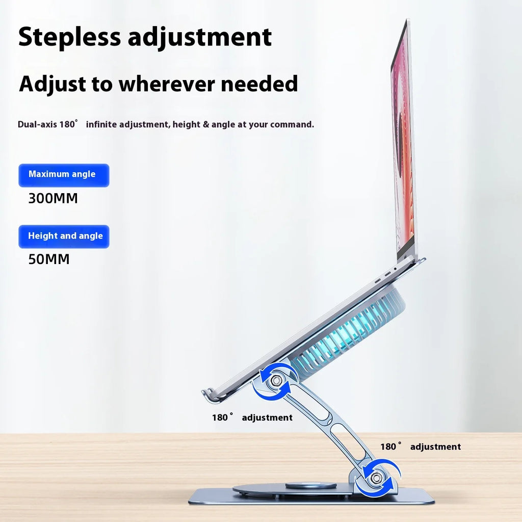360-Degree Rotating Laptop Stand Adjustable Foldable Aluminum Alloy Desktop Fan Cool Metal Tablet PC Stands for Office School
