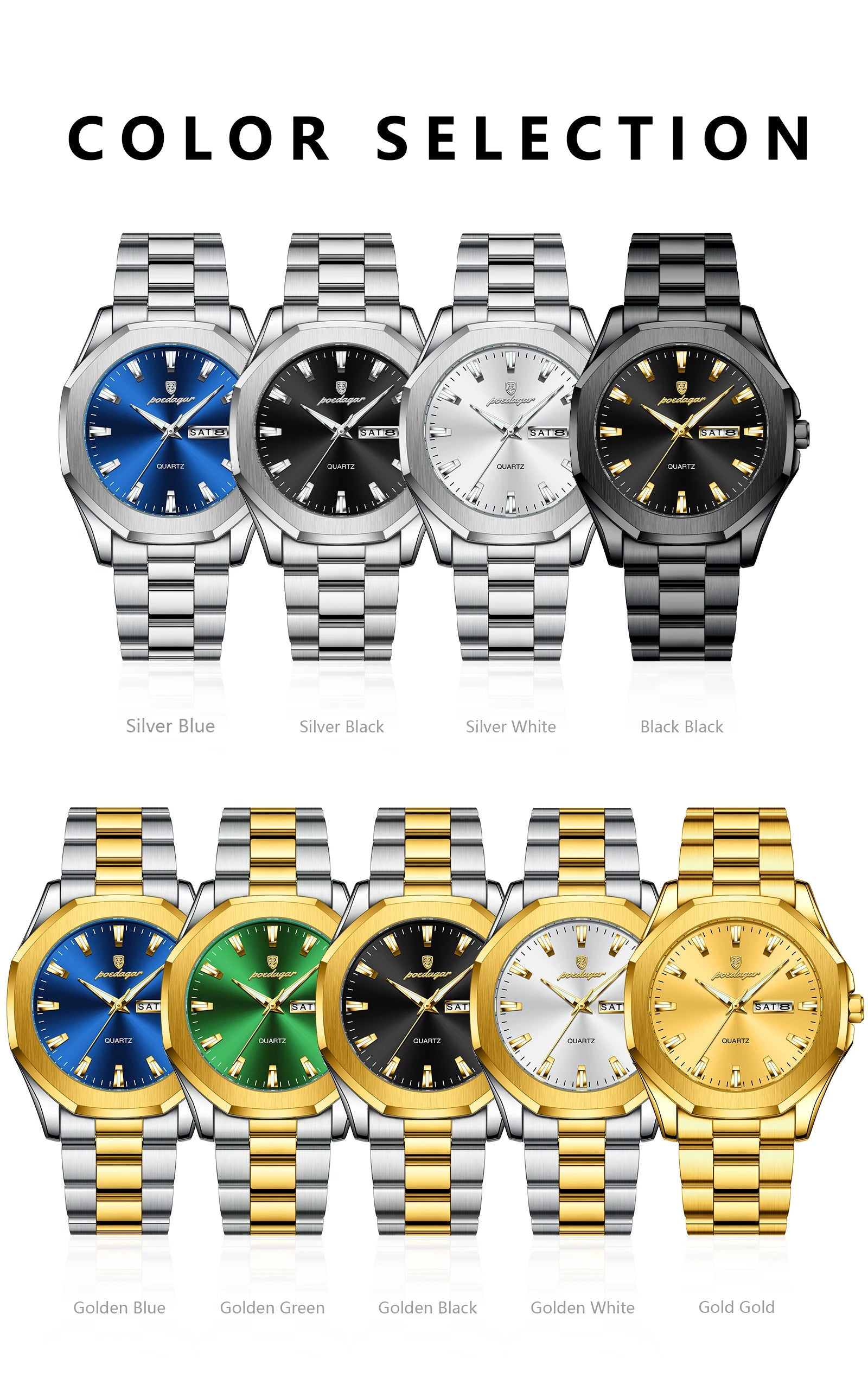 POEDAGAR Watch for Men 875 New High Quality Sport Quartz Men's Watches Waterproof Steel Jewelry Wristwatches Reloj Montre Gift
