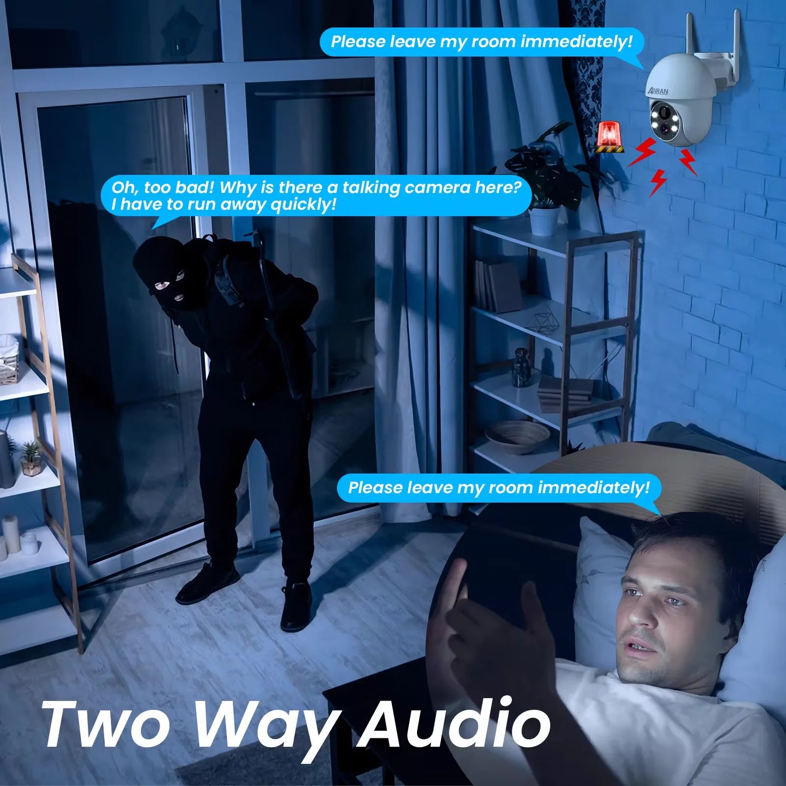 ANRAN 5MP Security Camera WiFi Camera,Solar Powered WiFi Camera,360° PTZ View,Siren Alarm,2 Way Talk,Color Night Vision,IP65