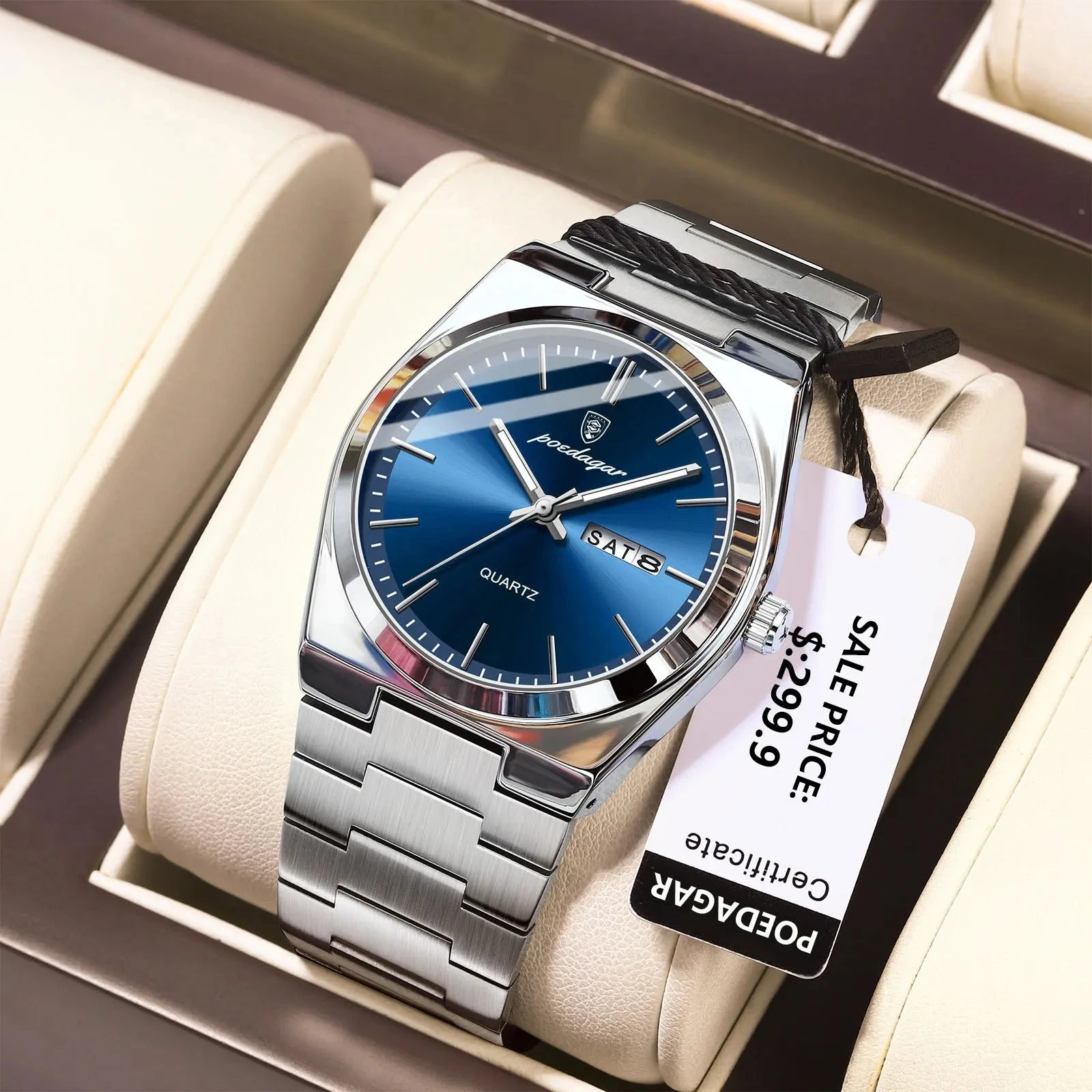New POEDAGAR Luxury Watch for Men Waterproof Luminous Date Week Stainless Steel Quartz Watch Casual Men's Watches Male Clock 930