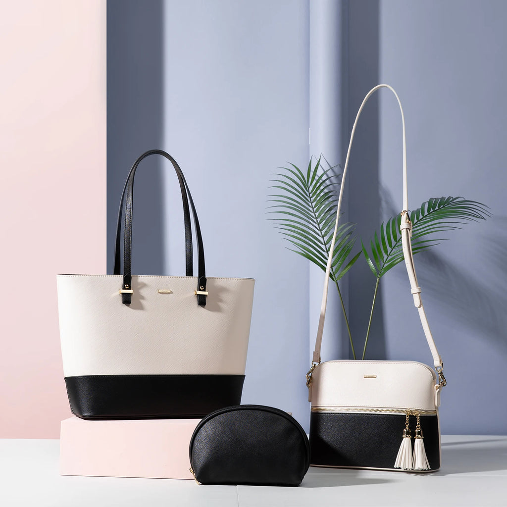 LOVEVOOK Wholesale Boutiques Luxury High Quality PU Material 3 Pieces Handbag Sets Shoulder Bag Wallet Ladies Women Handbags