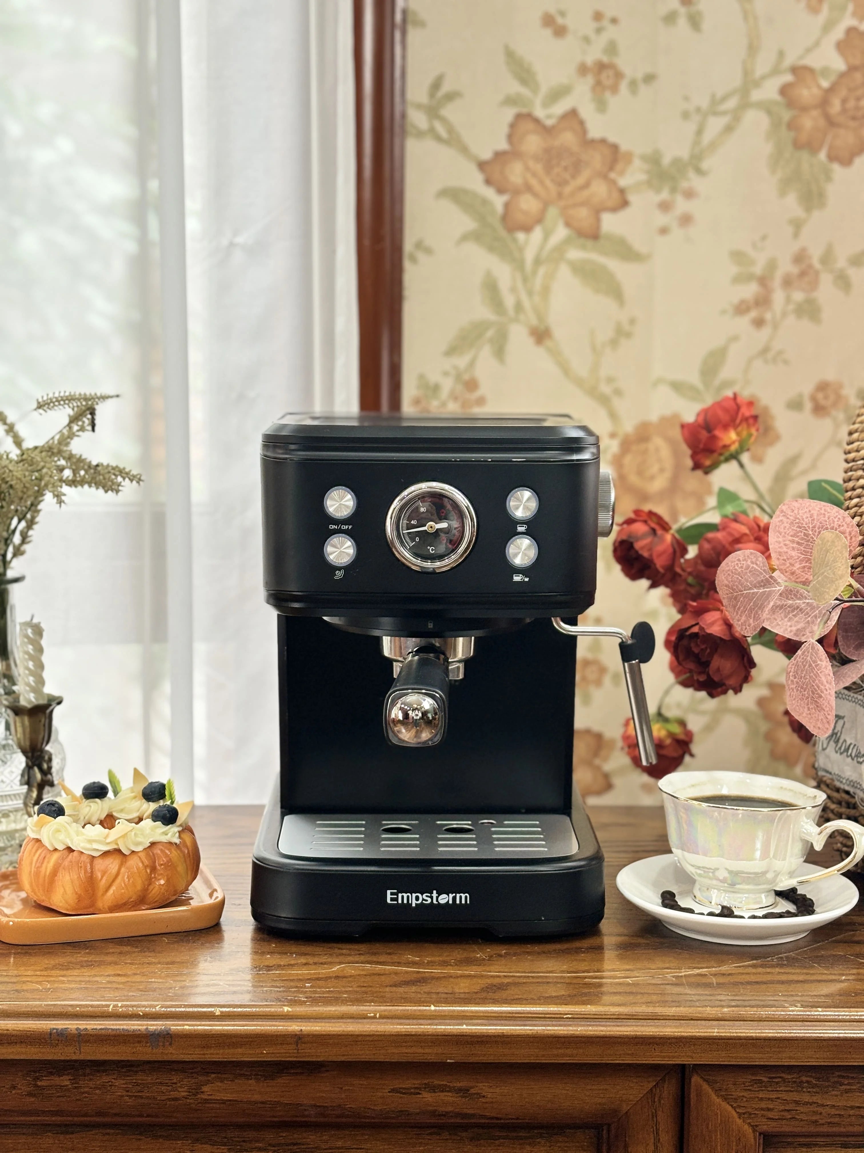 US Stock Barista 20bar Espresso Machine 3-in-1 Function Semi-Automatic Coffee Brewer Black Barista Machine for Families 04E