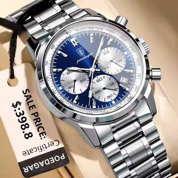 POEDAGAR Luxury Sports Watch for Man Waterproof Luminous Date Chronograph Men Watch Steel Quartz Men's Watches Clock Reloj 921