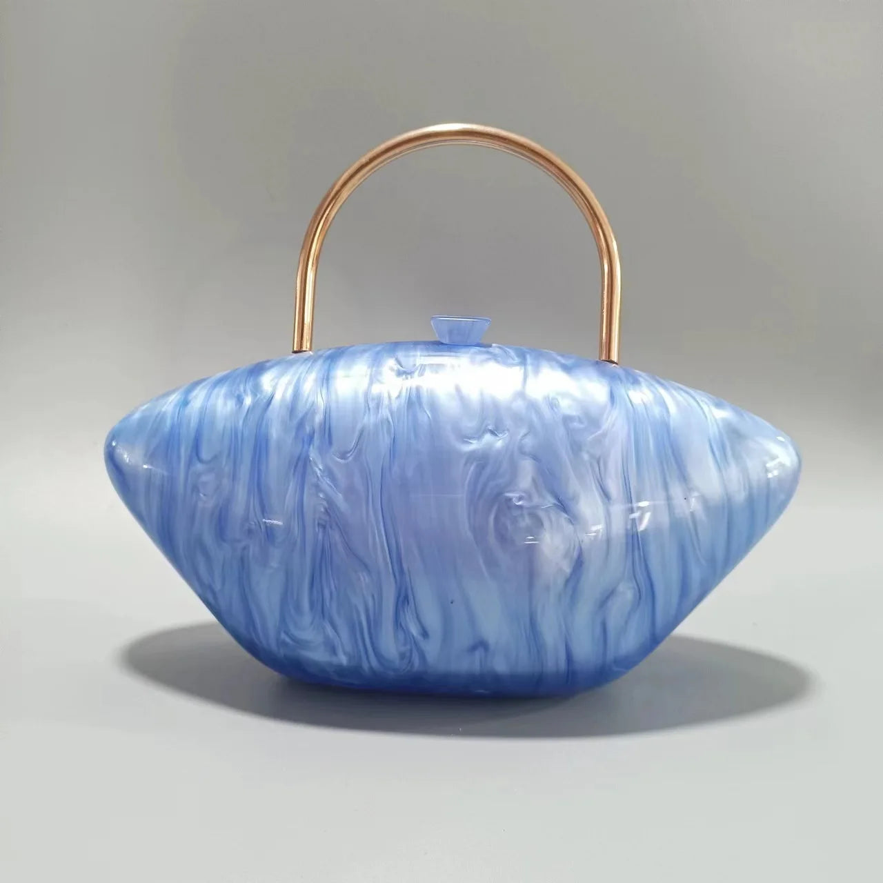 Women Handbags Acrylic Luxury Party Evening Bag Woman Metal Handle Box Clutch Purse Shell-Shaped Oval Wallets Sac a Main Femme