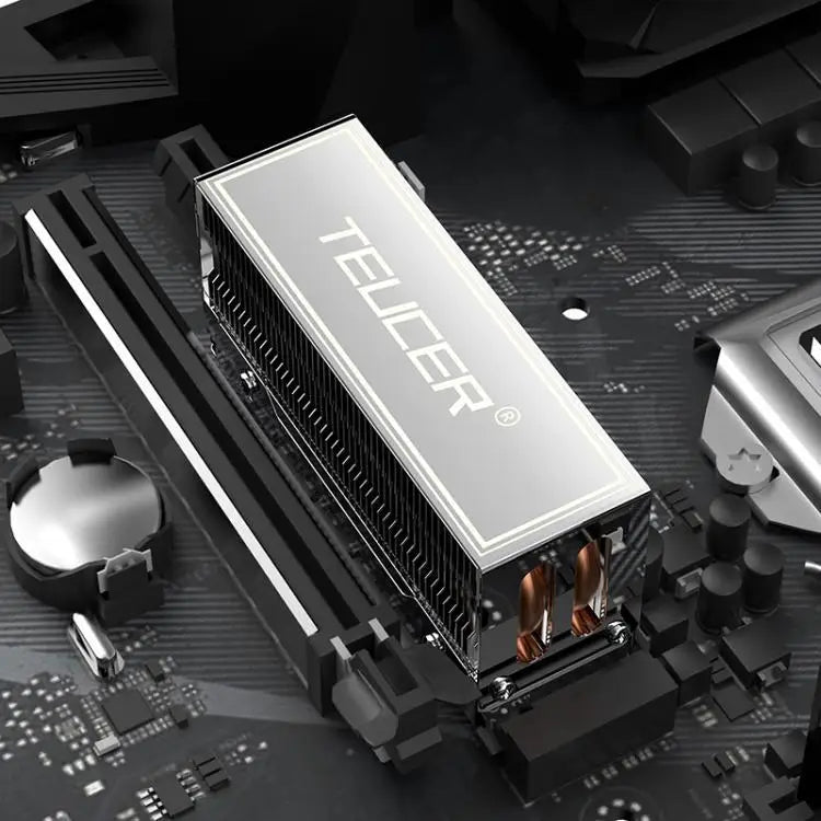 TEUCER 2280 M.2 Solid State Drive 2 Heat Pipe & LED Radiator Vest Cooling Fan for Computer & Laptop Case