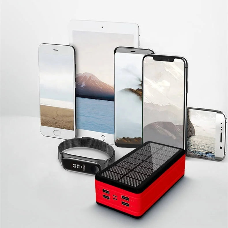 Factory ODM/OEM High Capacity Solar Power Bank 50000 Mah 2 USB Portable External Solar Powerbank With Led Light Outdoor