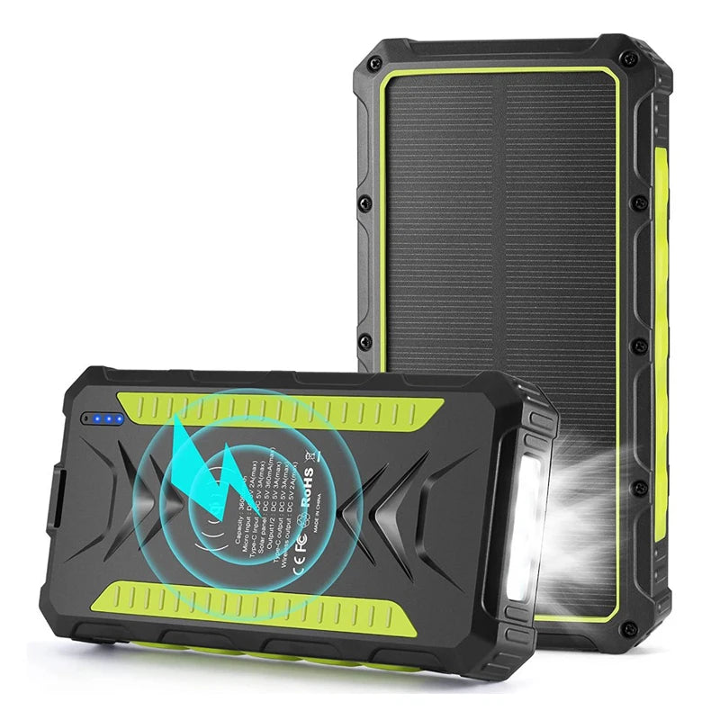 Wholesale OEM ODM Custom Solar Charger Power Bank Wireless Emergency Outdoor Camping 20000mAh Solar Power Bank for Mobile Phones