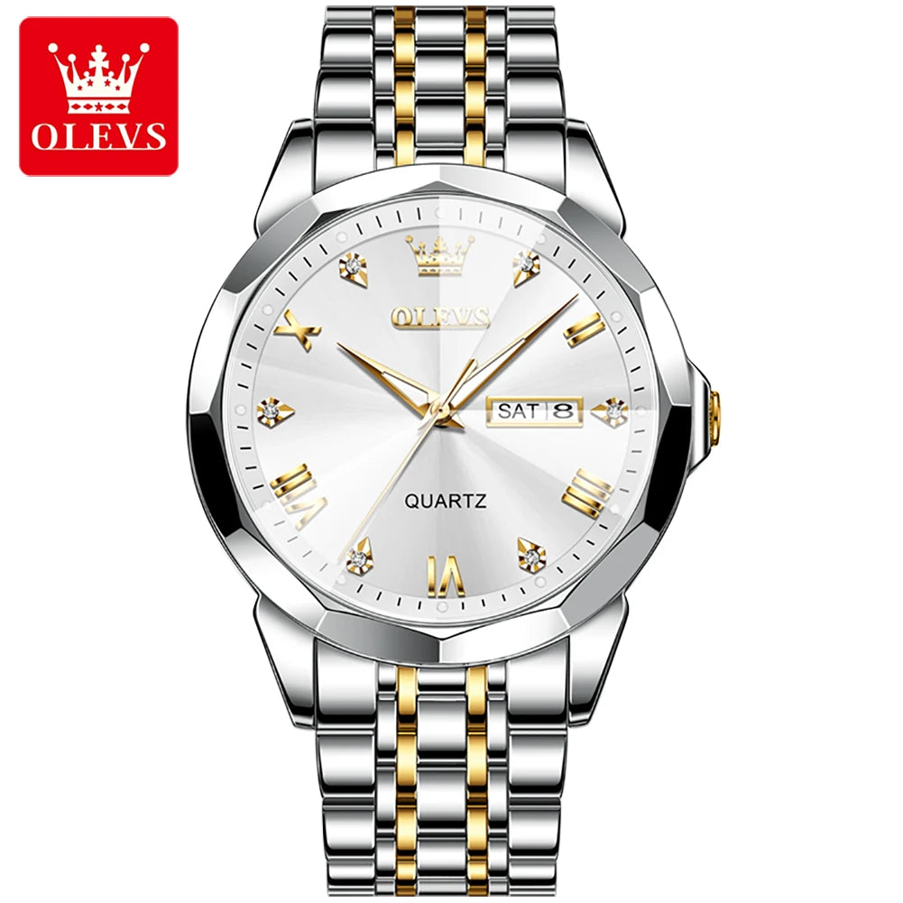 Hot OLEVS 9931 Men's Watches Rhombus Mirror Original Quartz Watch for Man Waterproof Luminous Stainless Steel Smartwatch Male