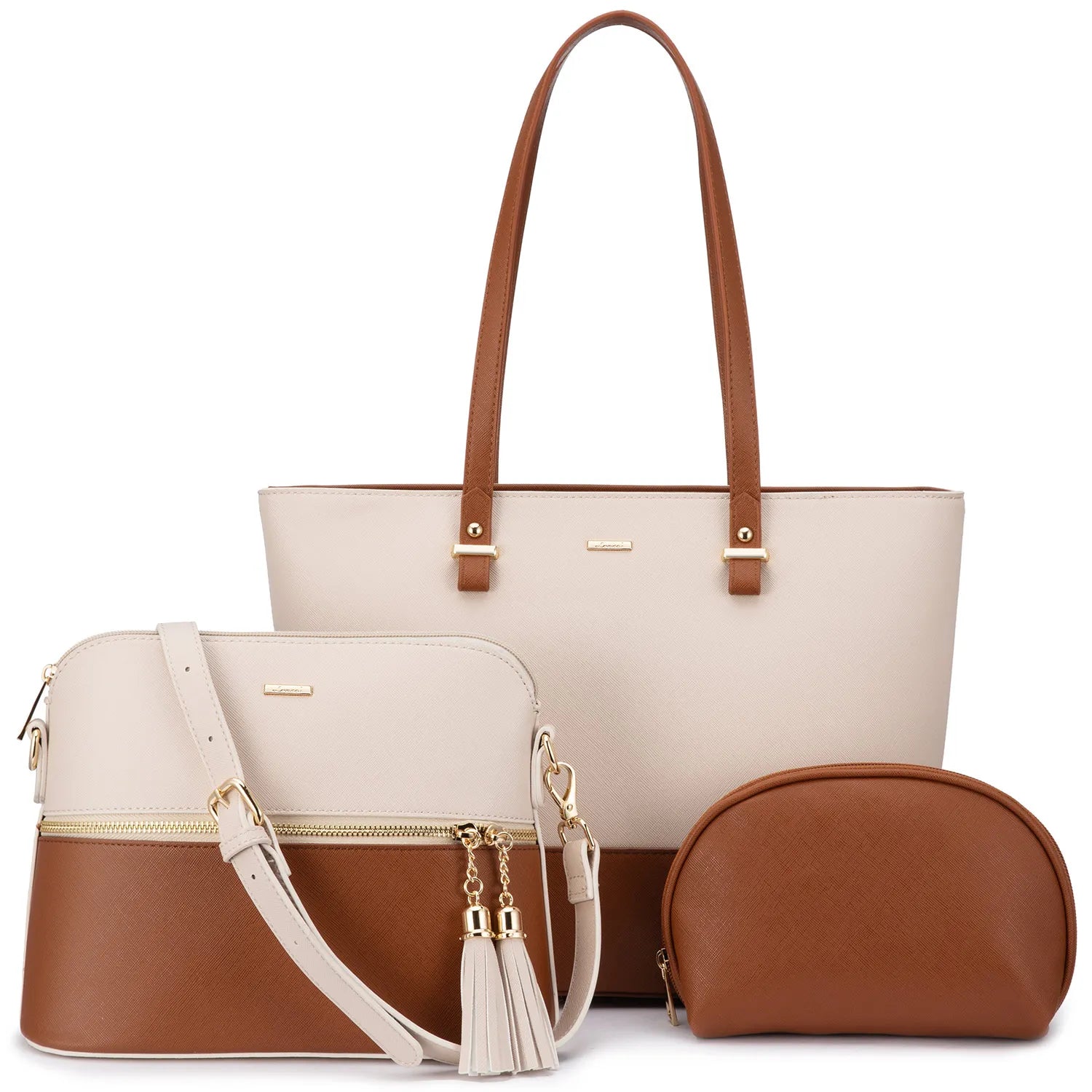 LOVEVOOK Wholesale Boutiques Luxury High Quality PU Material 3 Pieces Handbag Sets Shoulder Bag Wallet Ladies Women Handbags