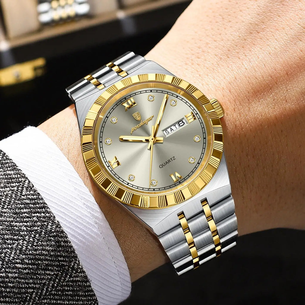 POEDAGAR 872 New Arrival Quartz Date Man Wristwatch Fashion Men Watch Luminous Waterproof Stainless Steel Men's Watches Reloj
