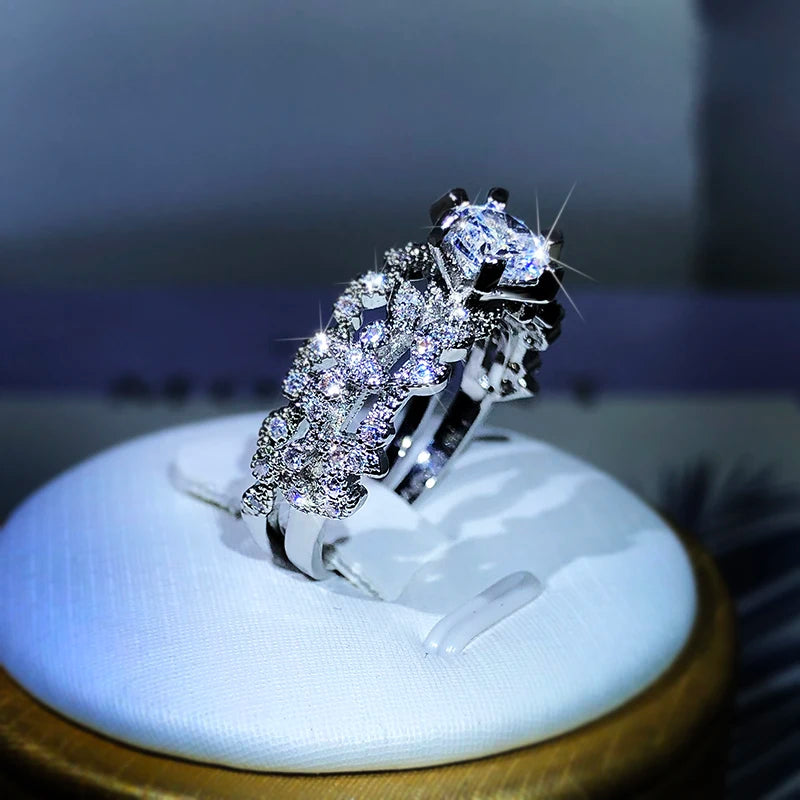 925 Silver Gorgeous Big Cubic Zircon Rings For Women Fine Wedding Anniversary Gift Female Party Ring Brilliant Fashion Jewelry