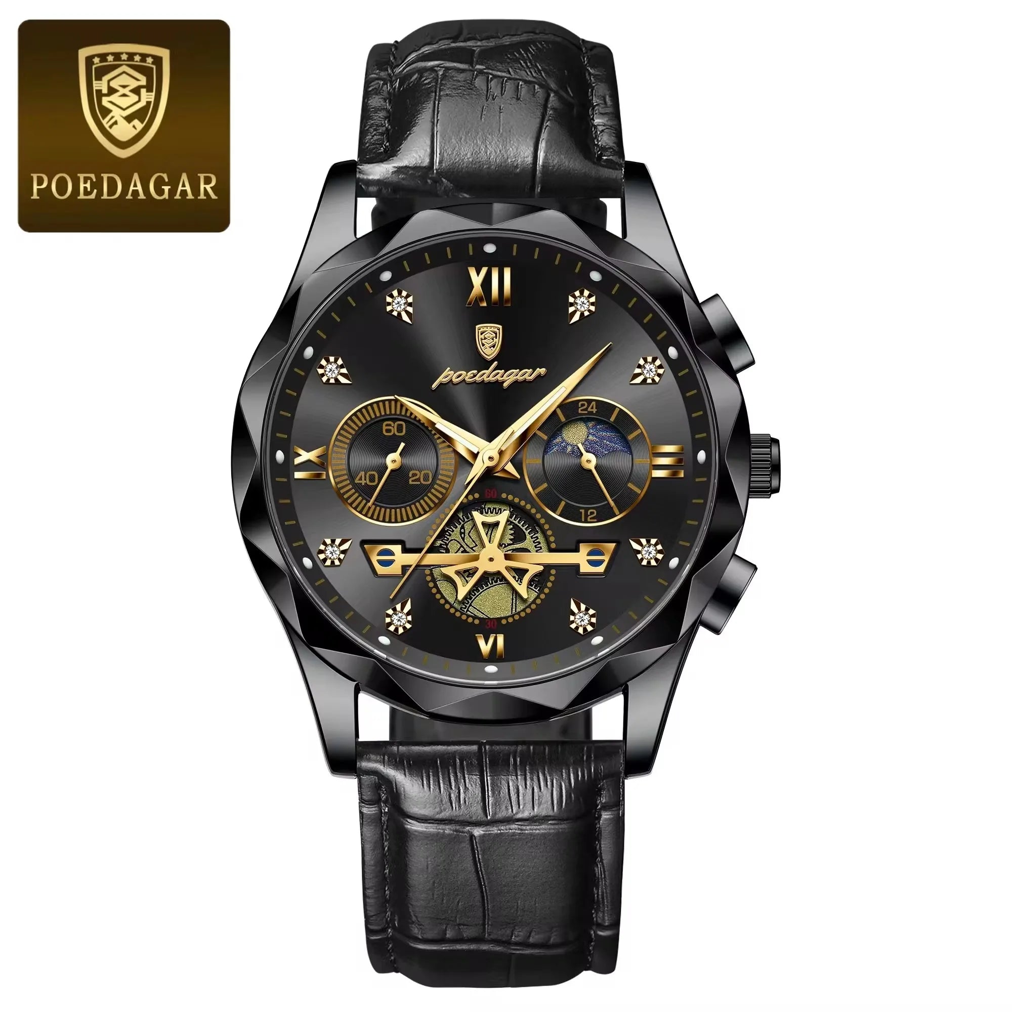 POEDAGAR 996 Luxury Business Man Wristwatch Leather Men's Watches Waterproof Luminous Male Watch for Men Quartz Clock Reloj