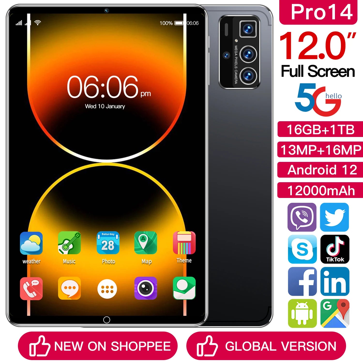 Original Tablet 11 Inch Android 2K Display  FHD IPS Touchscreen Tablets 16GB 256GB Octa Core 5G Dual WiFi Gaming Tablet PC