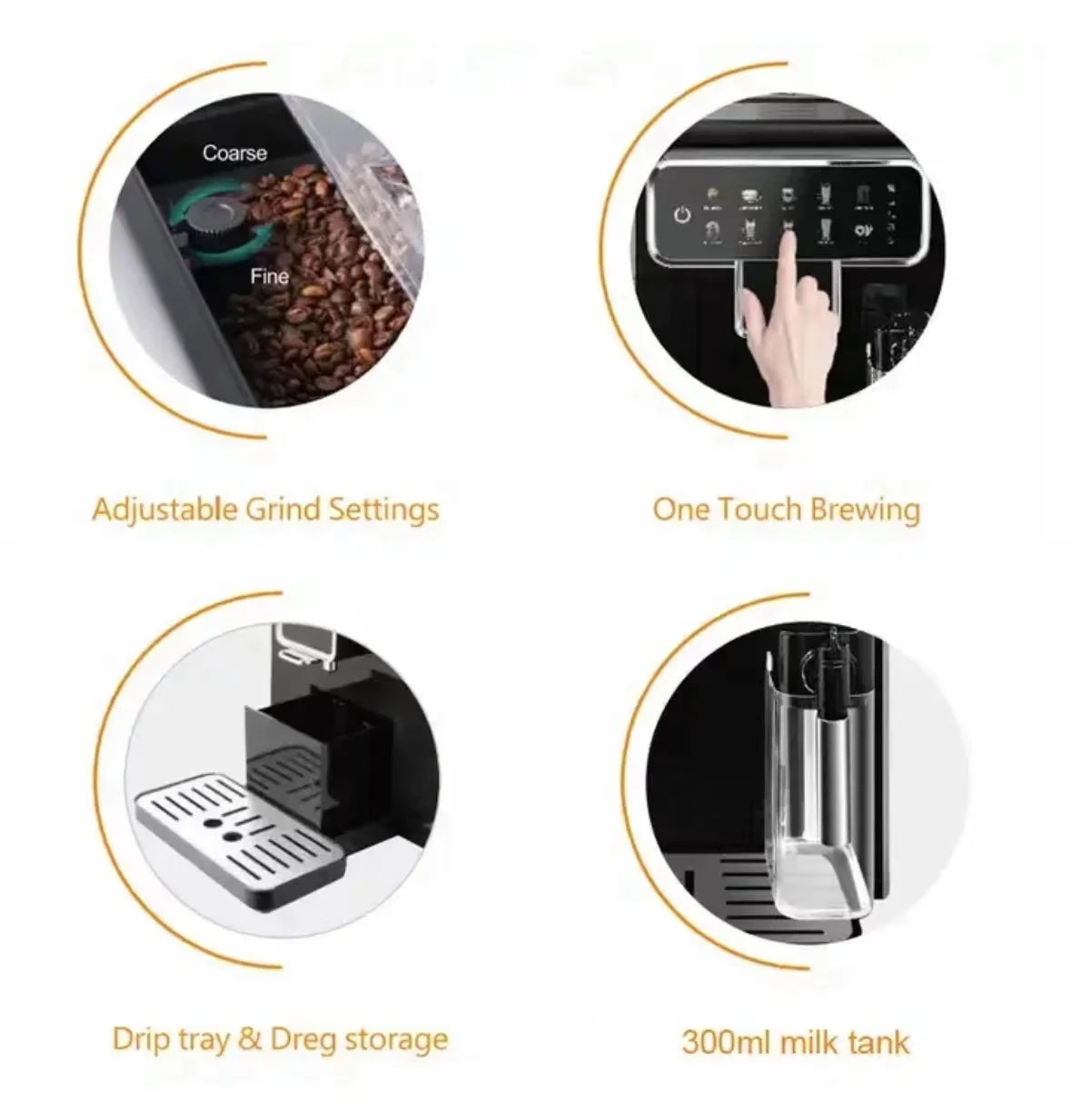 Mini Electric Programmable Commercial Automatic Coffee Machine One Button Bean to Cup Cappuccino Maker with Milk Tank